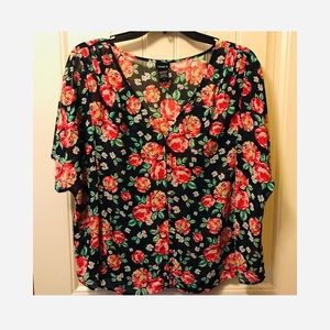 Torrid Floral Top - Navy Blue